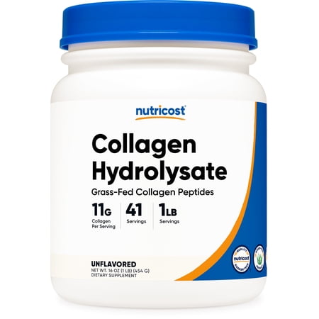 Nutricost Collagen Hydrolysate (Bovine) Powder - Grass Fed  1LB  Supplement