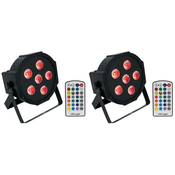 2 Rockville BATTERY PAR 6RF Rechargeable RGBWA UV Wireless DMX Lights RF Remotes