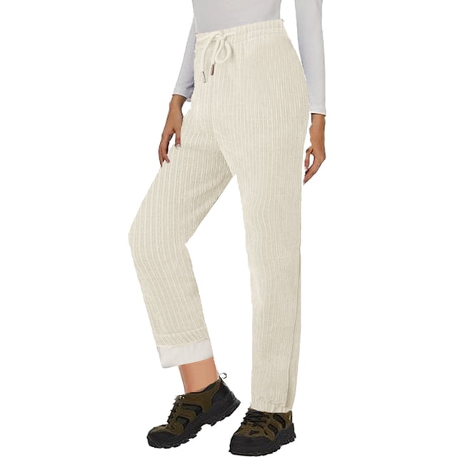 Gibobby Pantalones para mujer para el frío Pantalones deportivos de felpa para mujer, mallas gruesas, pantalones informales pequeños, otoño e invierno 2023(Beige,M)