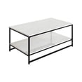 thumbnail image 1 of Opulent Modern Rectangular Coffee Table with Two White Marble Surfaces and Matte Black Metal Frame – Large 42.9" Living Room Center Table with Lower Storage Shelf, 1 of 1