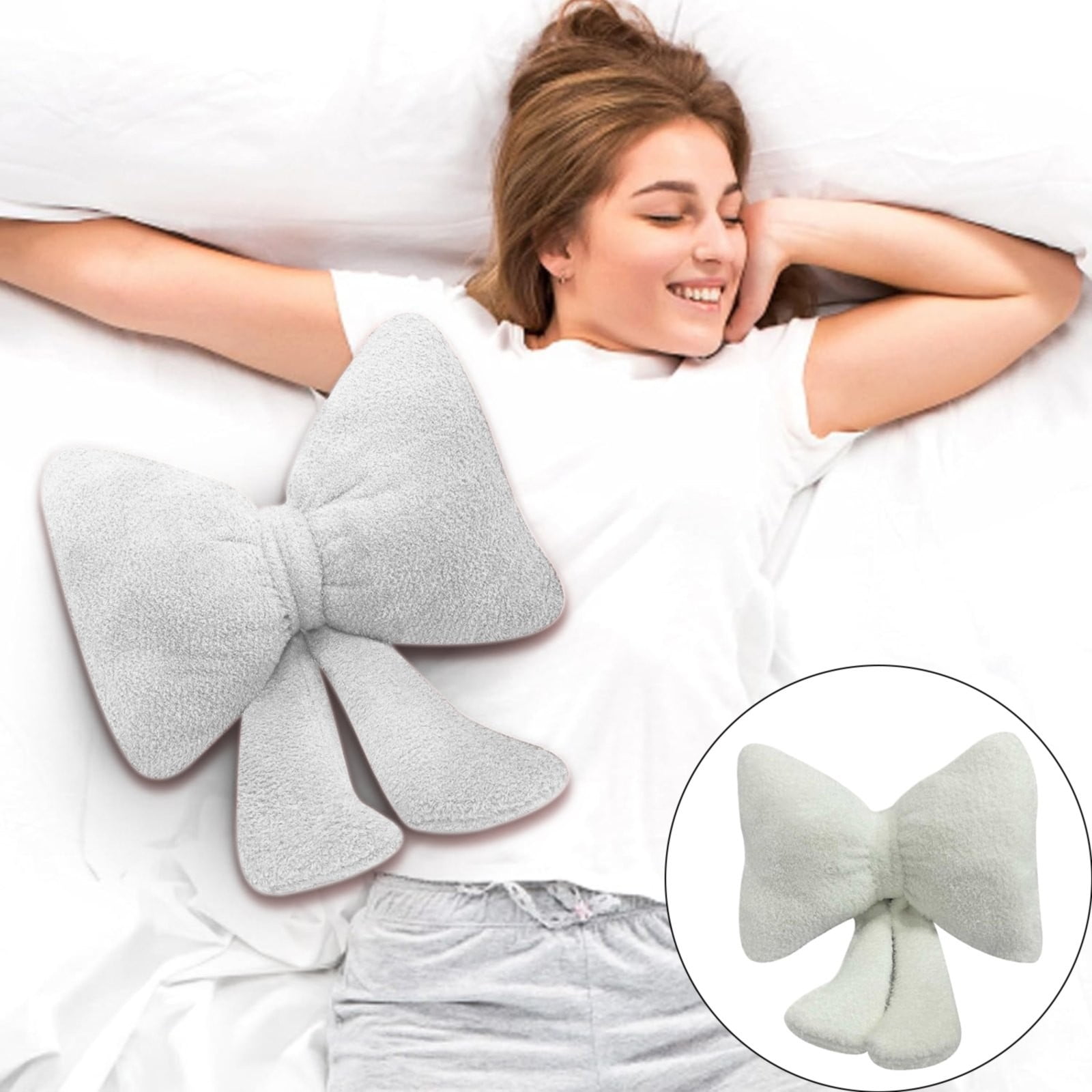 Bowknot Throw Pillows Bow Decorative Pillow Aesthetic Home Decor Knot Plush Pillows Soft Seat Cushions Cute Throw Pillow for Bed, Couch, Sofa, Living Room, Girls Room Decor