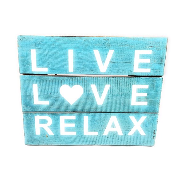 Live, Love, Relax Beach Sign on Wood Planks 12" X 9.5" | #nik3207