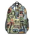 thumbnail image 3 of Bigfoot and Patch Blue Pattern Backpack for School, Cute School Bag with Adjustable Shoulder Straps and Padded Back, 16.9"x12.6"x5.9", 3 of 5