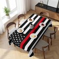 thumbnail image 3 of Red American Flag Table Cloth Waterproof Tablecloths, Black White Striped US Flag Stars Tablecloth Dining Table Cover for Kitchen Party Tabletop Outdoor, Rectangle Tablecloth 60x120 Inch, 3 of 9
