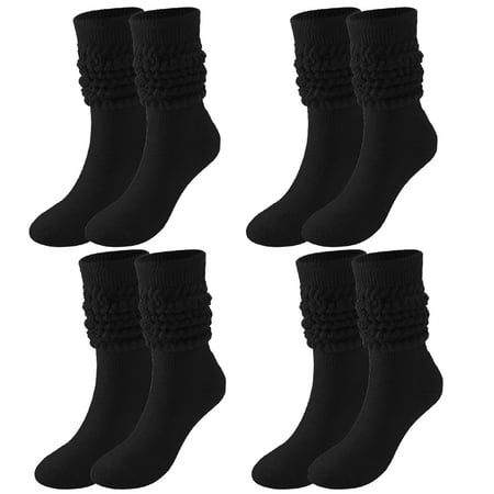

4-Pairs Warm Winter Thick Knit Long Socks for Women Girls