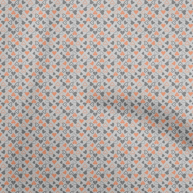 oneOone Cotton Poplin Gray Fabric Hearts Print Craft Projects Decor Fabric Printed By The Yard 56 Inch Wide