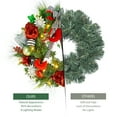 thumbnail image 3 of 24 Inch Pre-Lit Christmas Artificial Wreath,Christmas Garland with 20 LED Lights and Bow-Knot,Winter Wreaths with Bowknot Pine Cones for Front Door Window Wall Party Garden Decoration Red+White, 3 of 7