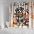 thumbnail image 4 of Hello Fall Miniature American Shepherd Scarf Welcome Autumn with Leaves Pumpkins Shower Curtain MAS Dog Lover Gifts Waterproof Bathroom Bathtub Curtain - 00011, 4 of 5