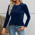 thumbnail image 2 of Womens Velvet Top Ribbed Long Sleeve Shirts Crew Neck Casual Tunic Tops Dressy Solid Color Blouses Spring Outfits for Women 2026, 2 of 9