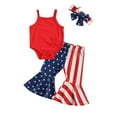 thumbnail image 2 of Quealent Baby 4th of July Outfit Baby Girl Little Girl Short Sleeve Romper Tops Independence Day Set Shorts Pants Summer Outfits White,3-4 Years, 2 of 5