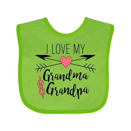 

Inktastic I Love My Grandma and Grandpa Heart and Arrows Gift Baby Boy or Baby Girl Bib