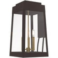 thumbnail image 6 of 10.5 inch 3 Light Bronze Outdoor Wall Lantern with Clear Glass Shade backed with Solid Brass material for patio, front porch, entryway and more, 6 of 8