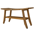 thumbnail image 3 of Compact Curvilinear Teak Shower Outdoor Bench With Shelf In Natural Finish, 3 of 5