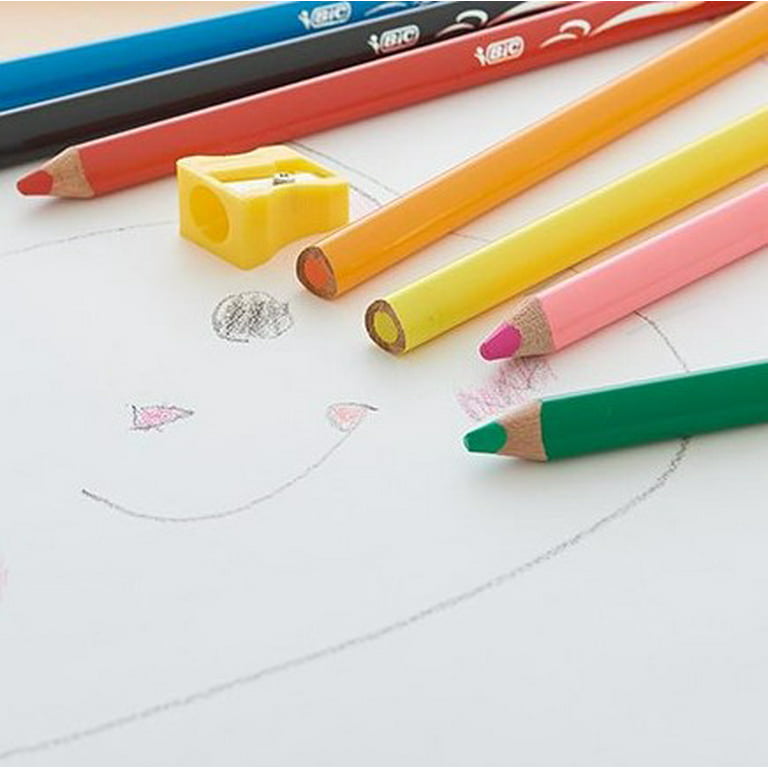 BIC Kids Coloring Jumbo Size Art Pencils, Super-Soft Lead, Assorted Colors,  12-Count 