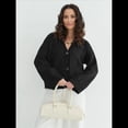 thumbnail image 4 of Cárdigan Grueso de Punto con Cuello en V y Bolsillos para Mujer Negro S, 4 of 10