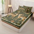 thumbnail image 2 of Castle Fairy Girls Vintage Cute Deer Zipper Full Size Comforter Sets with Fitted Sheet and 2 Pillowcases,Cartoon Mushroom Floral Zipper Bedding Set,Olive Brown White,Reversible,4pcs, 2 of 6