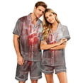 thumbnail image 2 of Halloween Pajamas Halloween Couple Pajamas Matching Sets Button Up Pajamas Halloween Pj Set Spooky Pajamas Women Couples Pajamas Matching PJS for Couples His Hers Jammies Wife Husband, White, M, 2 of 5