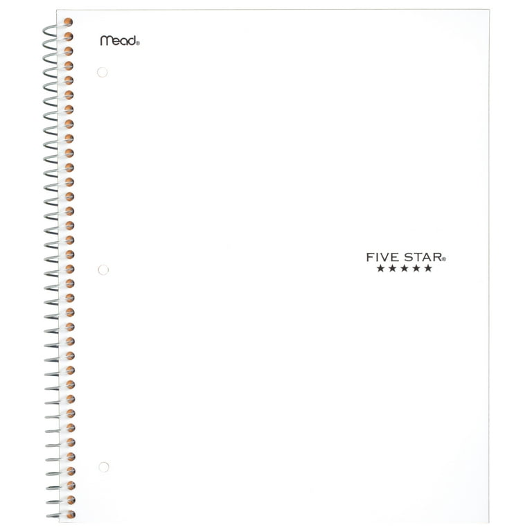 Five Star Spiral Notebook, 1 Subject, Wide Ruled Paper, 100 Sheets, 10-1/2  x 8, Black (72021)