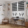 thumbnail image 5 of Farmhouse Black Plaid Kitchen Curtain for Berdoom Living Room Cafe 72 Inch Length, Vintage Country Cock Checkered Tiers Curtains Light Filtering Drapes Rod Pocket Window Treatment 2 Panels 52"Wx72"L, 5 of 8