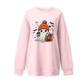 thumbnail image 5 of Halloween Sweatshirt for Women Hoodless Sweatshirt Casual Crewneck Long Sleeve Pullover for Fall Winter Wear Pink S, 5 of 5