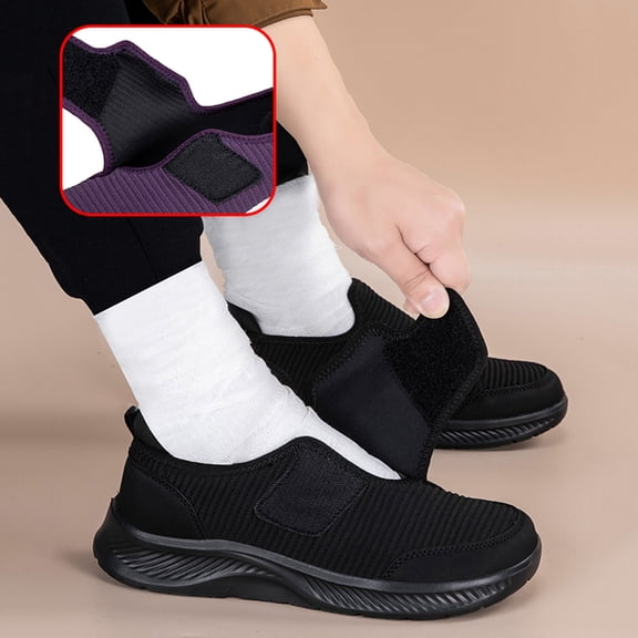 KANG Fashion Wide-Toe Walking Shoes for Senior Men and Women, Lightweight Breathable Mesh Sneakers, Supportive and Comfortable Shoes for Spring and Summer Black 36
