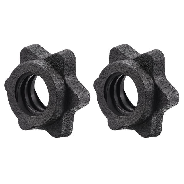 Uxcell M25 Collar de bloqueo antideslizante de plástico para tornillo de mancuerna, tuerca hexagonal para barra de pesas, paquete de 2