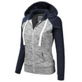 thumbnail image 2 of Doublju Women's Raglan Pocket Zip-Up Hoodie Jacket for Women with Plus Size, 2 of 3
