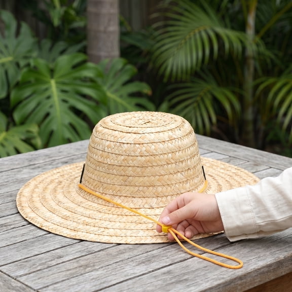 HOOWIFFY Cute Khaki Straw Beach Hat - Lightweight, Breathable, and Adjustable