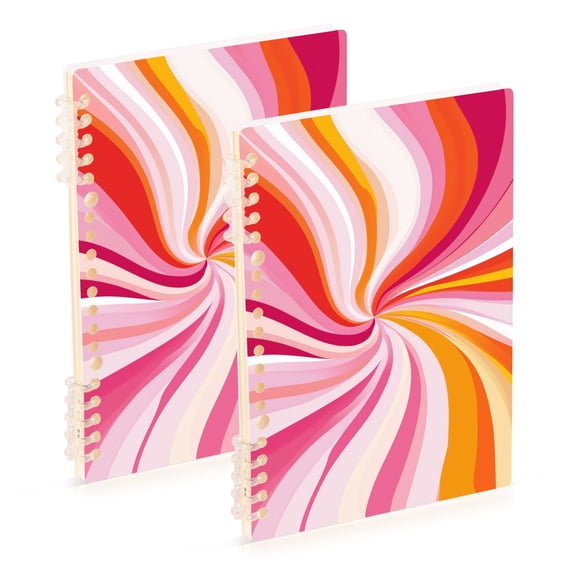 FORMRS 1-Subject Spiral Notebook 8" x 5" College Ruled 60 Refillable Sheet A5 Hard Cover, 2 Pack, Swirling Lines