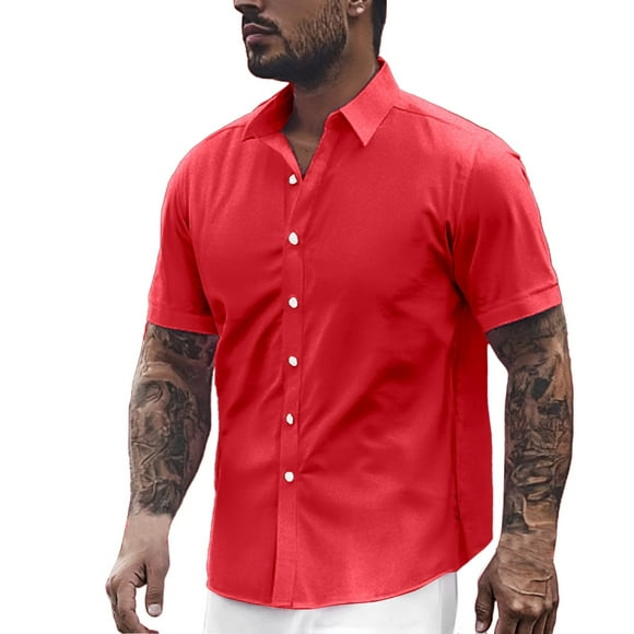 XDZJLR Men Shirts Dress Short Sleeve Slimt Business Casual for Button Up Shirts for Men