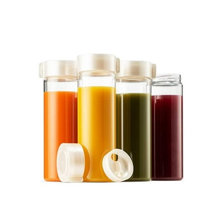 Juice Bottles 18.5-oz | Set-of-4 Reusable Juice & Smoothie Bottles | Premium BPA-Free Plastic, Shatterproof, Leakproof, Freezer & Dishwasher Safe | Wide Mouth Juice & Smoothie