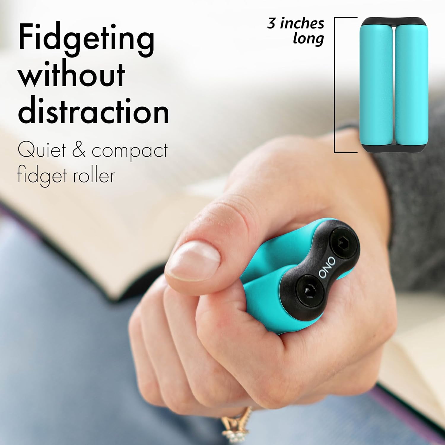 Teal ABS Junior ONO Roller - Handheld Fidget Toy for Adults | Help Relieve Stress, Anxiety, Tension | Promotes Focus, Clarity | Compact, Portable Design