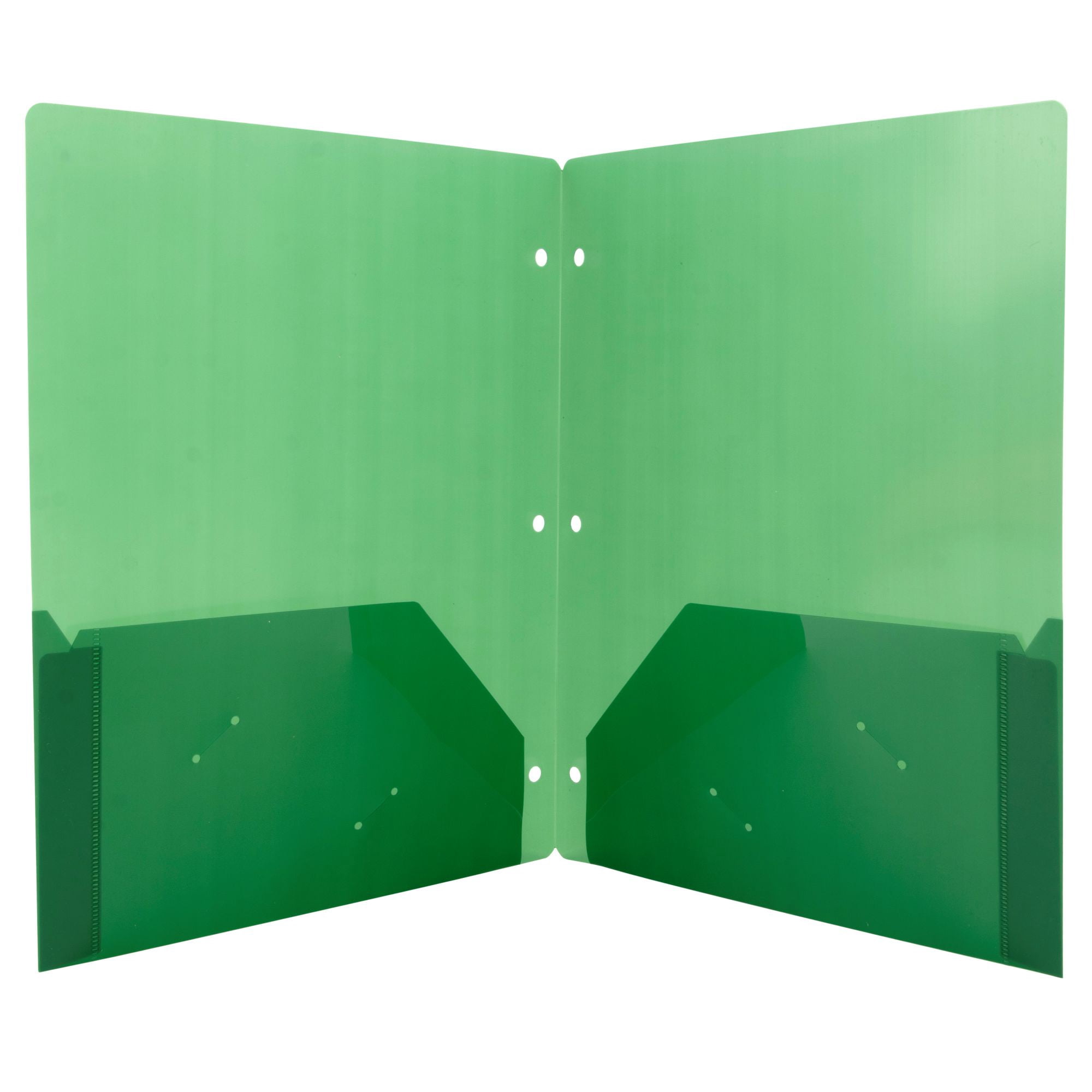 100 Pack Two Pocket Plastic Translucent 3-Ring Hole Punch Folders, 11.5”L x 9.5”W for Filing / Storing Paper Work, Assorted Colors
