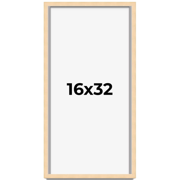 16x32 Frame Natural Wood Picture Frame | 0.75 Inch Moulding Width | with UV Acrylic Plexiglass,