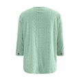 thumbnail image 6 of Eyelet Tops for Women 3/4 Sleeve Henley Button Vneck Tshirts Shirts Dressy Casual Summer Blouses, 6 of 9