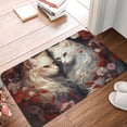 thumbnail image 4 of Rateoe Flower Cat Couple Pattern Flannel Door Mat Indoor Outdoor Entrance, Waterproof All-Weather Doormat,Fade Resistant, Low Profile Entryway Mat 16x24in, 4 of 7