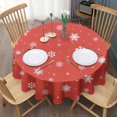 thumbnail image 3 of Red Christmas Snowflake Pattern Round Tablecloth 60"x60",Wrinkle Wipeable Table Cloth for Kitchen Dining Room Picnic Patio Party, 3 of 6