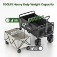 thumbnail image 5 of GVDV Collapsible Folding Wagon, 550LBS Large Heavy Duty Utility Cart with All-Terrain Wheels and Adjustable Handles for Shopping, Camping, Sports, Outdoor, Beach, Black, 5 of 9