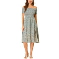thumbnail image 2 of INSPIRAR CHIC Vestido Largo de Verano Boho Floral de Manga Corta con Alta División en Línea A Color Verde, 2 of 6