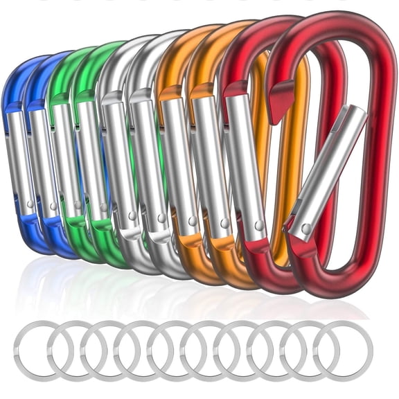FASTBIRD 10pcs Aluminum Carabiner Clip D Ring, Keychain Spring Hook,Small Carabiners Set for Outdoor Camping Fishing Hiking Car