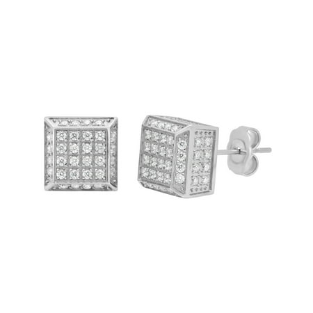 Men S Sterling Silver Cz Pave Square Stud Earrings Men S Sterling Silver Cz Pave Square Stud Earrings