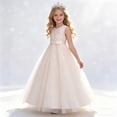 thumbnail image 2 of Makaor Flower Girl Dress Toddler Girls Embroidered Ruched Ball Gown Dress Mesh Sleeveless Birthday Party Dresses Empire Waist Maxi Formal Dresses, 2 of 8