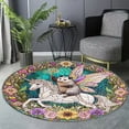 thumbnail image 6 of Round Rug, Fairy Godpossum Riding Soft Washable Carpet, Non-Slip Floor Mat for Living Room Bedroom Home Decor 71 Inch, 6 of 6