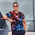thumbnail image 4 of Balery Red And Blue Lightning Camisa Polo de Hombre con Estampado, de Manga Corta y Tejido Medio, Camisa Tipo Golf Polo-XX-Large, 4 of 6