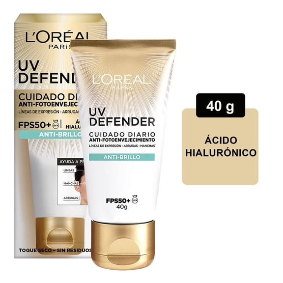 Protector Solar Diario FPS50+ L'Oréal Paris UV Defender Anti Brillo 40 g