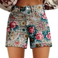 thumbnail image 2 of Women's Shorts Womens Casual High Waist Denim Shorts Relaxed Fit Artretro Printed Floral Shorts With Pockets,Blue Women's Shorts XXL, 2 of 3