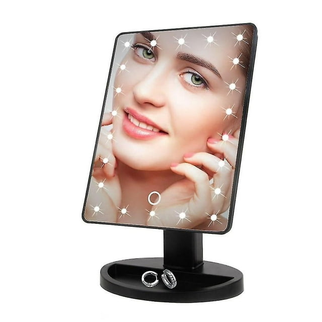 Espejo de maquillaje HUOGUO con pantalla táctil LED de 16/22 luces, color negro