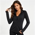 thumbnail image 4 of Bosfbaoi Women's Stand Collar Full Zip Long Sleeve Athletic Jacket, Stretchy Breathable Moisture Wicking Workout Top, Zipper Pocket Thumbhole Outerwear for Gym Yoga Running, 4 of 6