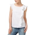thumbnail image 1 of Blusa sin mangas con volantes Maison Jules para mujer Blanco Extragrande, 1 of 2