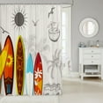 thumbnail image 2 of Erosebridal Summer Surfing Surfboard Shower Curtain 72x84, Tropical Beach Theme Bath Curtain Waterproof, 2 of 5